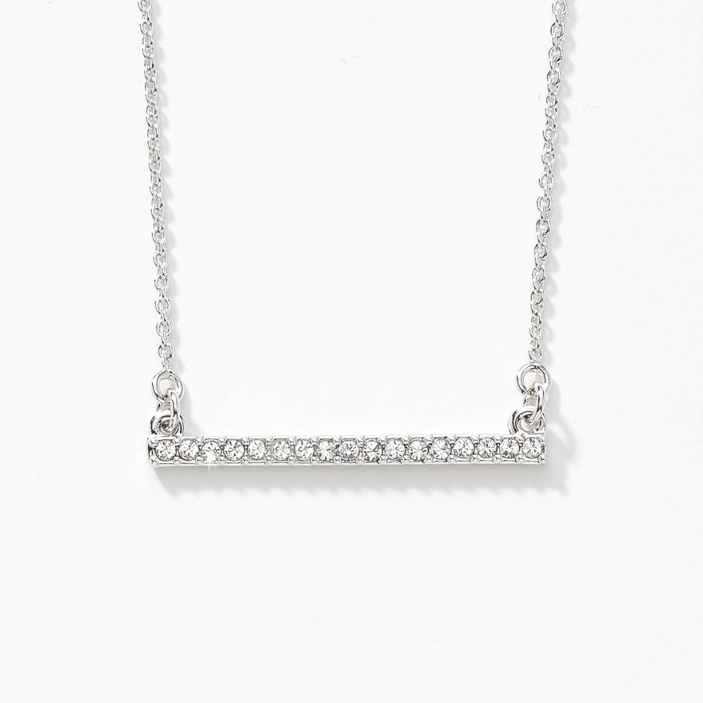 Pave' Bar Nexklace, Rhodium